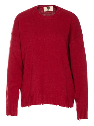 Aniye By frayed-hem crew-neck sweater - women - Virgin Wool - S - Red