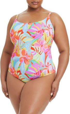 Bleu Rod Beattie Scoop Neck One-Piece Swimsuit in Pink Multi at Nordstrom, Size 22W