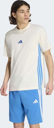 adidas T-Shirt ADIDAS SPORTSWEAR ESSENTIALS 3-STREIFEN SINGLE JERSEY, Herren, Gr. XXL, sanftes wei&szlig;, ray blau, Obermaterial: 100% Baumwolle, normal, Rundhals