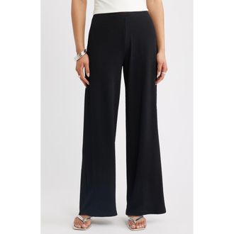 Open Edit Crepe Wide Leg Pants in Black at Nordstrom, Size Xx-Small