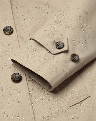 CHARLES TYRWHITT Showerproof RainCotton coat - Stone Size 36R by Charles Tyrwhitt