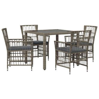 vidaXL Juego De Comedor Para Exteriores 5 Uds. Gris Rat&aacute;n Sint&eacute;tico Vidaxl