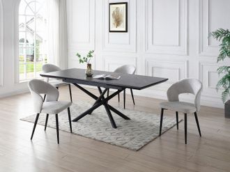 Vente-Unique Sedia in Tessuto e Metallo Nero Grigio - Lotto di 2 - NIYAMA