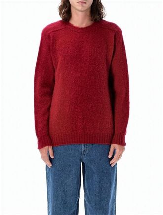Howlin Classic Red Wool Sweater With Crew Neckline And Ribbed Detailing