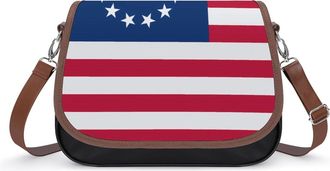 Generic U.S. Betsy Ross Flag Small Womens Crossbody Bags Shoulder Handbag with Adjustable Strap for Travel