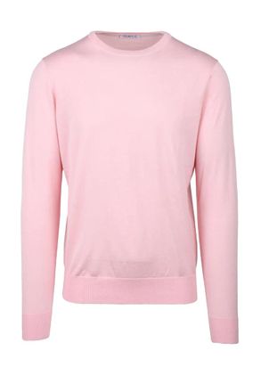 People of Shibuya Pink Crewneck Cotton Silk Linen Sweater