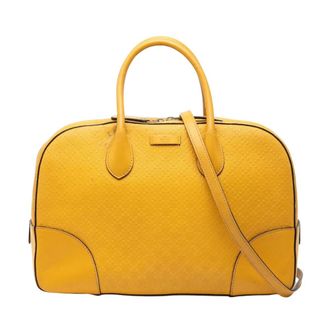 Gucci Pre-owned Weekend Bags, female, Yellow, Size: ONE SIZE Pre-owned Leather Satchel