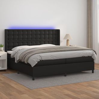 vidaXL Vidaxl - Cama Box Spring Colch&oacute;n Y Led Cuero Sint&eacute;tico Negro 200x200 Cm