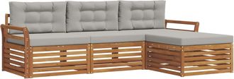vidaXL Conjunto De Sof&aacute;s De Exterior 4 Uds. Natural Y Gris Claro Vidaxl