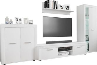 VCM Muebles De Tv Vcm 4 Piezas. Muro Habitable Con Espacio De Almacenamiento Suficiente Armario De Tv Muro Montado - Usilo Xl (blanco)