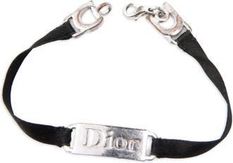 Dior 2000s satijnen armband met logo - Zwart