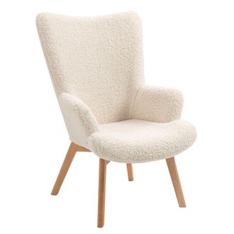 Nordlys Sill&oacute;n escandinavo en madera y lana blanco