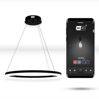 OEM Lampada Rotonda A Led Wifi Tuya Da 40 Cm, Nera, Con Anello Di Sospensione