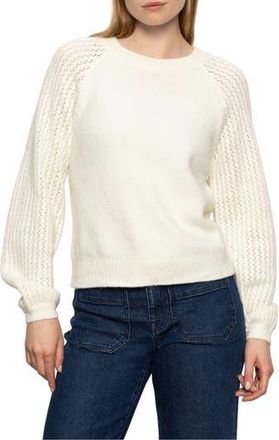 Sanctuary Cozy Moment Pointelle Sleeve Detail Sweater in Chalk at Nordstrom Rack, Size Xx-Large P