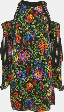 3.1 Phillip Lim Black/multicolor Floral Print Crepe Cold Shoulder Mini Dress