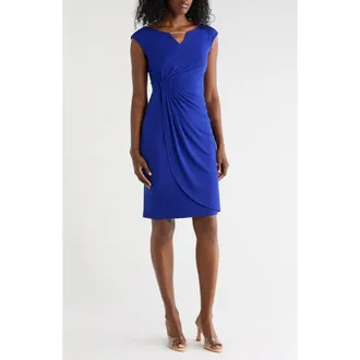 Connected Ity Trim Detail Sheath Dress in Deep Cobalt at Nordstrom Rack, Size 14