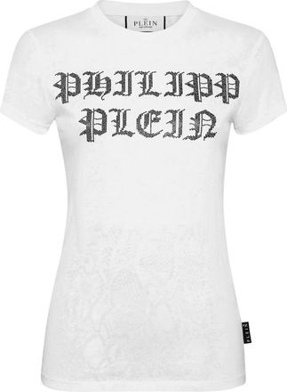 Philipp Plein T-Shirt Slim Fit - Dames - T-shirts - Wit - XL - Katoen - Tops