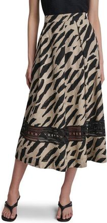 DKNY Animal Print Linen Blend Skirt in Geo Animal at Nordstrom, Size X-Small
