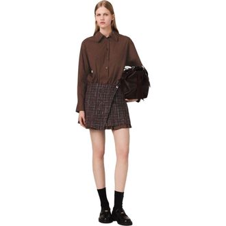 Maje 2-in-1 mini dress in Brown at Nordstrom, Size 42 Eu