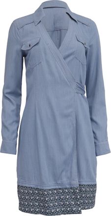 Diane Von F&uuml;rstenberg Savion Collared Chambray Wrap Dress in Light Blue Rayon