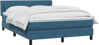 vidaXL Cama Box Spring Con Colch&oacute;n Terciopelo Azul Oscuro 140x210 Cm Vidaxl