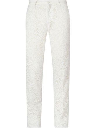 Dolce & Gabbana cordonetto-lace straight-leg trousers - men - Silk/Cotton/Acetate/Polyamide/Polyester/Viscose - 48 - White