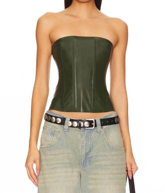 Miaou Libra Corset Top In Forest Green