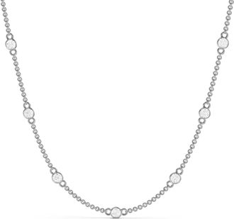 Diamond2Deal 14K Gold Round Cut Lab Grown Diamond Station Necklace 18 1.5 Ct