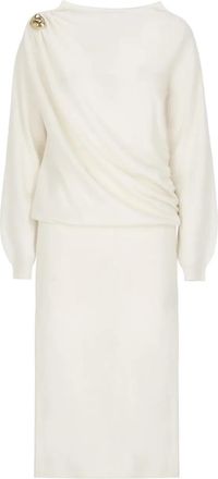 Fabiana Filippi Gedrapeerde midi-jurk met schouderdetail - Beige