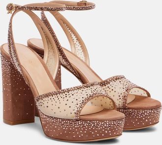 Gianvito Rossi Sandali in organza e suede con plateau