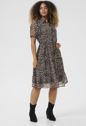 Cream Jurk CRYuna A-shape leopard