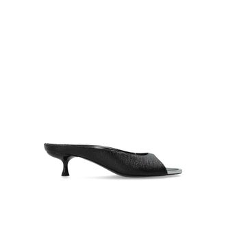 Diesel Heeled Mules, female, Black, Size: 11 US D-Diams Leather Mule with Floating Oval D