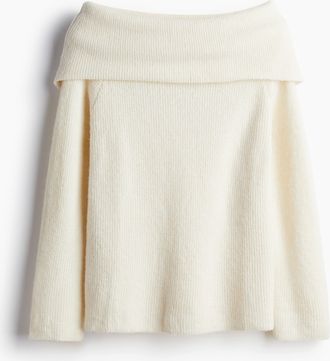 H&M Rib-knit off-the-shoulder jumper - Beige