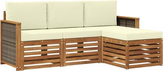 vidaXL Conjunto De Sof&aacute;s De Exterior 4 Uds. Natural Y Crema Vidaxl