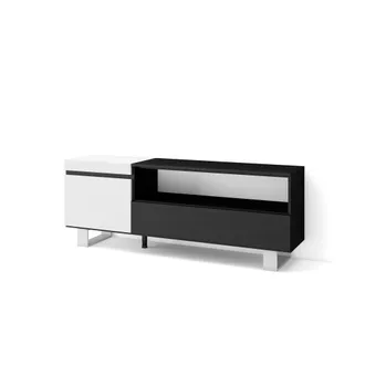 Skraut Home Skraut Home - Mueble Tv, Televisi&oacute;n, Muebles De Sal&oacute;n, Almacenaje, 150x57x35cm, Para Tv Hasta 65, Dise&ntilde;o Industrial, Estilo Moderno, Blanco Y Negro