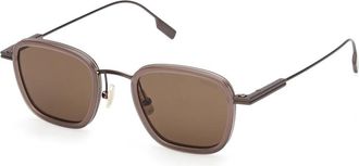Ermenegildo Zegna 51E Zonnebril - Heren - Zonnebrillen - Bruin - 47 MM - Accessoires