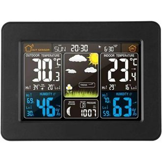 OEM Estaci&oacute;n Meteorol&oacute;gica Digital A Color Crezuo Con Temperatura, Humedad, Bar&oacute;metro, Calendario Y Reloj Meteorol&oacute;gico Multifuncional (negro)