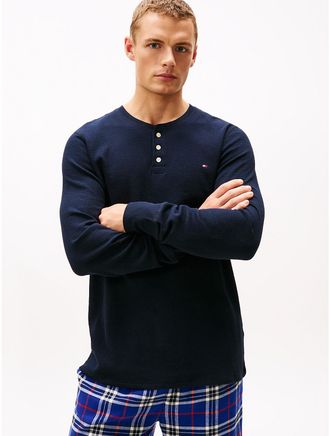 Tommy Hilfiger Mens Thermal Henley - Navy - M