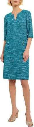Misook Tweed Shift Dress in French Blue/New Ivory/Black at Nordstrom Rack, Size Small