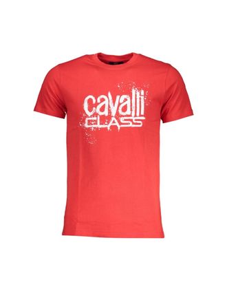 Roberto Cavalli Mens Cavalli Class Paint Splatter Logo Red T-Shirt - Size: 40