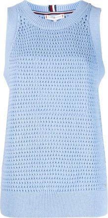Tommy Hilfiger open-knit sleeveless vest - women - Linen/Flax/Cotton - M - Blue