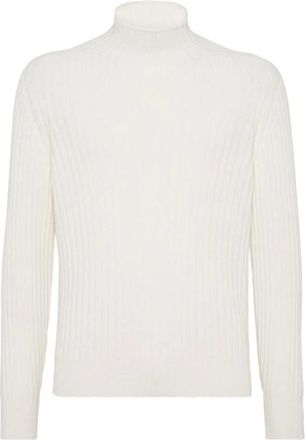Brunello Cucinelli Brunello Cucinelli, Cashmere Knitwear, male, White, Size: XL White Sweater with High Neck