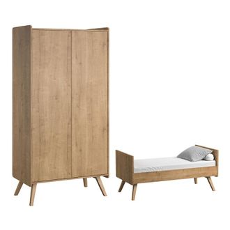 Vox Lit B&eacute;b&eacute; &Eacute;volutif Et Armoire 2 Portes Vox Vintage Bois