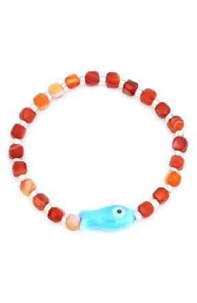 Panacea Fish Beaded Stretch Bracelet in Orange at Nordstrom