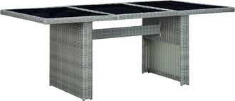 vidaXL Vidaxl - Mesa De Jard&iacute;n De Rat&aacute;n Sint&eacute;tico Y Vidrio Templado Gris Claro