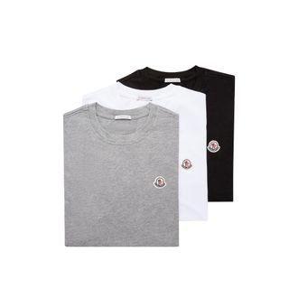 Moncler Moncler Logo Patch Cotton T-shirt (pack Of Three), Men, Multicolor, Size: L