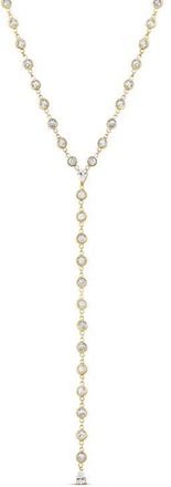 SHYMI Cubic Zirconia Bezel Y-Necklace in Gold/White at Nordstrom
