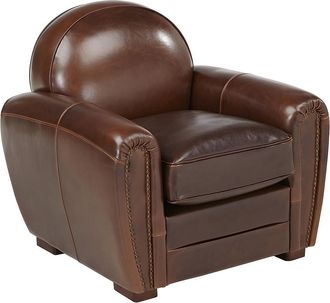 Vente-Unique Sill&oacute;n club de piel envejecida BAUDOIN - Marr&oacute;n
