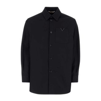 Valentino Garavani Casual Shirts, male, Blue, Size: L Stretch Cotton Shirt