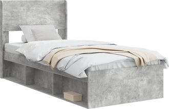 vidaXL Estructura De Cama Con Almacenamiento Y Cabecero Gris Hormig&oacute;n Vidaxl
